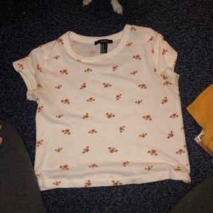 White Flowered Crop Top